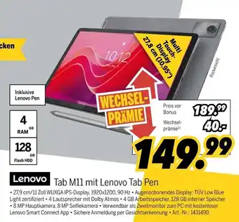 MEDIMAX Lenovo tab m11 mit lenovo tab pen Angebot