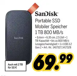 MEDIMAX Sandisk portable ssd mobiler speicher 1 tb 800 mb/s Angebot