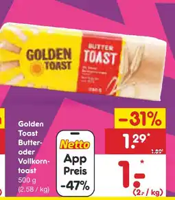 Netto Marken-Discount Golden toast butter- oder vollkorntoast Angebot