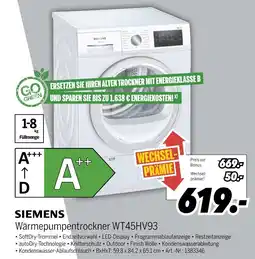 MEDIMAX Siemens wärmepumpentrockner wt45hv93 Angebot