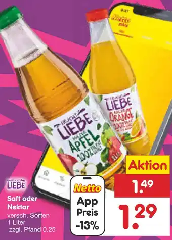 Netto Marken-Discount Frucht liebe saft oder nektar Angebot
