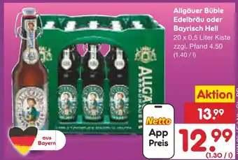 Netto Marken-Discount Allgäuer büble edelbräu oder bayrisch hell Angebot