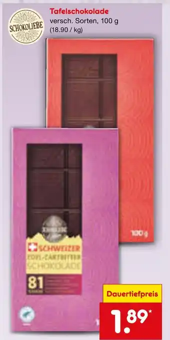 Netto Marken-Discount Schokoliebe tafelschokolade Angebot