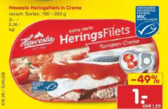 Netto Marken-Discount Hawesta heringsfilets in creme Angebot
