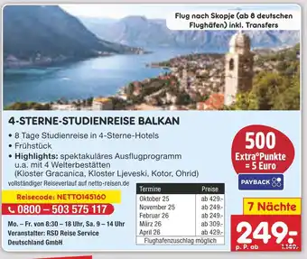 Netto Marken-Discount Netto reisen 4-sterne-studienreise balkan Angebot