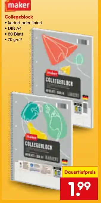 Netto Marken-Discount Maker collegeblock Angebot