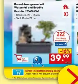 Netto Marken-Discount Bonsai arrangement mit wasserfall und buddha Angebot