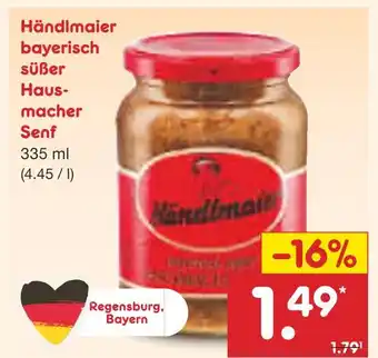 Netto Marken-Discount Händlmaier bayerisch süßer hausmacher senf Angebot