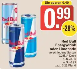 WEZ Red Bull Energydrink oder Limonade Angebot