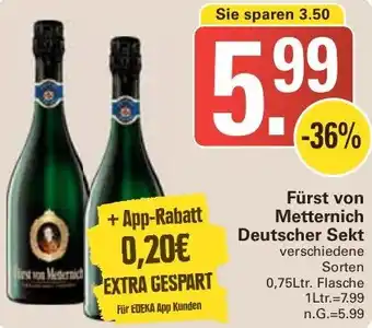 WEZ Fürst von Metternich Deutscher Sekt Angebot