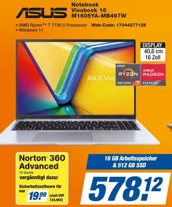 expert Techno Land ASUS Notebook Vivobook 16 M1605YA-MB497W Angebot