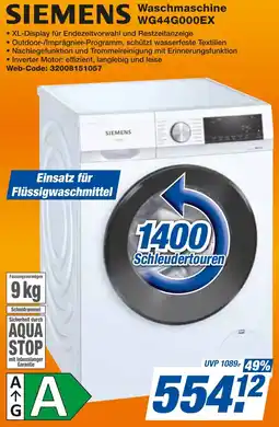 expert Techno Land SIEMENS Waschmaschine WG44G000EX Angebot