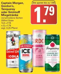 WEZ Captain Morgan, Gordon's, Tanqueray oder Smirnoff Mixgetränke Angebot