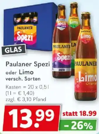 Getränkeland Paulaner Spezi oder Limo Angebot