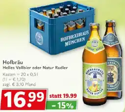 Getränkeland Hofbräu Helles Vollbier oder Natur Radler Angebot