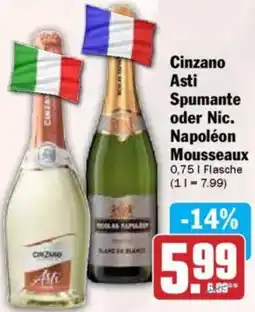 Hit Cinzano Asti Spumante oder Nic. Napoléon Mousseaux Angebot
