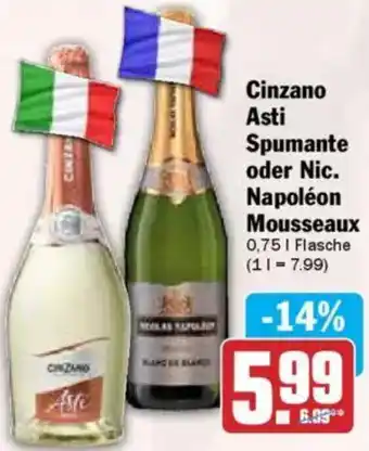 Hit Cinzano Asti Spumante oder Nic. Napoléon Mousseaux Angebot