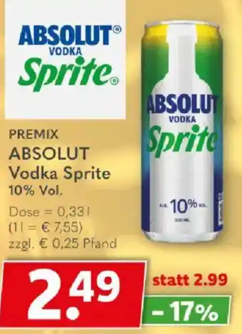Getränkeland PREMIX ABSOLUT Vodka Sprite Angebot