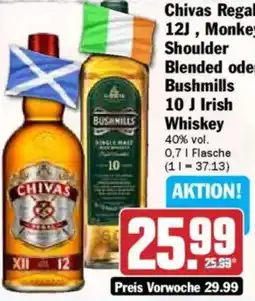 Hit Chivas Regal 12J, Monkey Shoulder Blended oder Bushmills 10 J Irish Whiskey Angebot