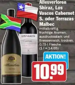 Hit Allesverloren Shiraz, Los Vascos Cabernet S. oder Terrazas Malbec Angebot