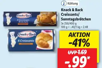 Lidl Knack & Back Croissants/Sonntagsbrötchen 250/400g Angebot