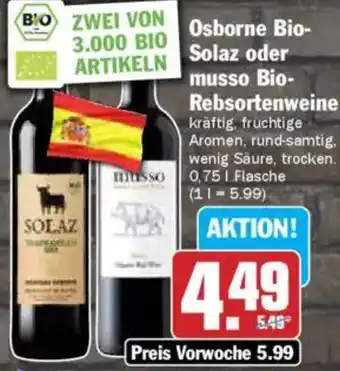Hit Osborne Bio Solaz oder musso Bio Rebsortenweine Angebot