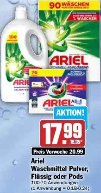 Hit Ariel Waschmittel Pulver, Flüssig oder Pods Angebot
