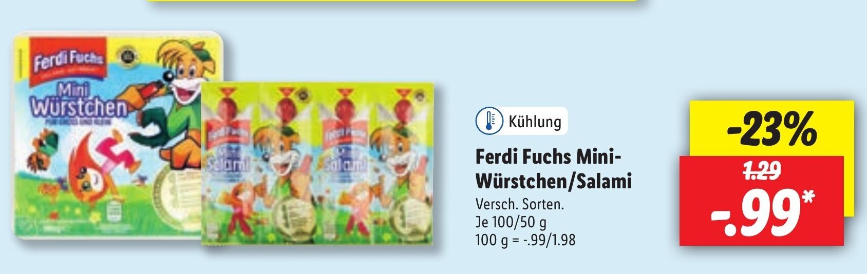 Ferdi Fuchs Mini Würstchen/Salami 100/50g Angebot bei Lidl