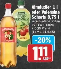 Hit Almdudler oder Valensina Schorle Angebot