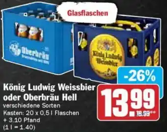 Hit König Ludwig Weissbier oder Oberbräu Hell Angebot