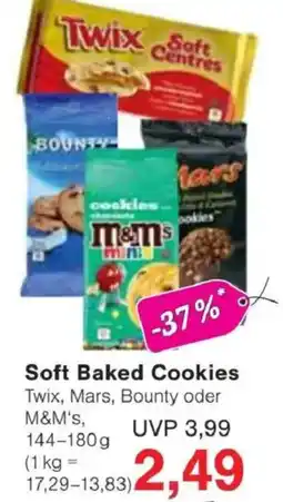 Jawoll Soft Baked Cookies Twix, Mars, Bounty oder M&M's Angebot