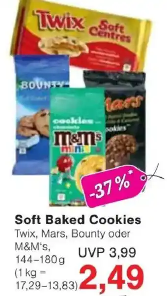 Jawoll Soft Baked Cookies Twix, Mars, Bounty oder M&M's Angebot