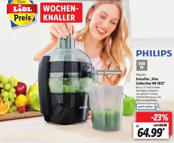 Lidl Philips Entsafter ,,Viva Collection HR 1832 Angebot