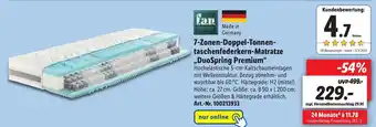 Lidl 7 Zonen Doppel Tonnentaschenfederkern Matratze ,,DuoSpring Premium" Angebot