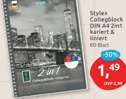 Budni Stylex Collegblock DIN A4 2in1 kariert & liniert Angebot