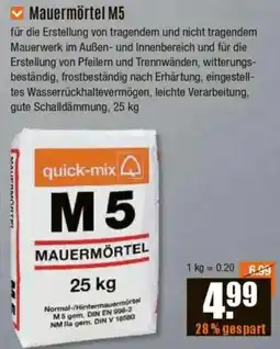 V Baumarkt quick-mix Mauermörtel M5 Angebot
