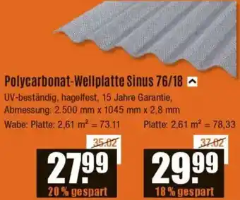 V Baumarkt Polycarbonat-Wellplatte Sinus 76/18 Angebot