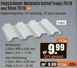 V Baumarkt Polycarbonat-Wellplatte Suntuf Trapez 70/18 oder Sinus 76/18 Angebot