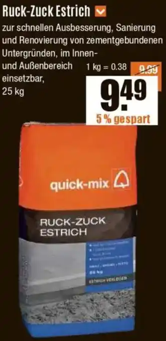 V Baumarkt quick-mix Ruck-Zuck Estrich Angebot