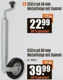 V Baumarkt Stützrad 48 mm Metallfelge mit Gummi Angebot