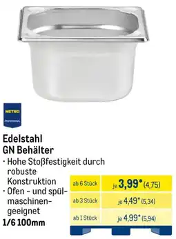 METRO METRO PROFESSIONAL Edelstahl GN Behälter Angebot