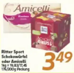 inkoop Ritter Sport Schokowürfel oder Amicelli Angebot