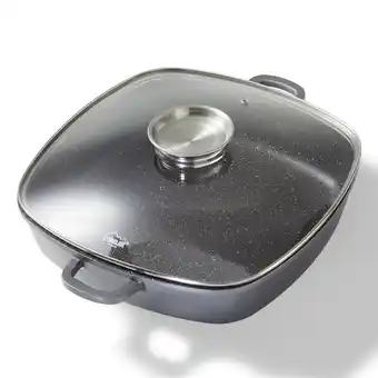 Netto Marken-Discount STONELINE Eckpfanne 32x32 cm mit Aroma Glasdeckel, Pfanne rechteckig, Backofen & Induktion geeignet Angebot