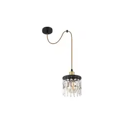Netto Marken-Discount Hängeleuchte, Kristalle, Holz, höhenverstellbar, H 120 cm Angebot