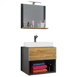 Netto Marken-Discount VCM 3-tlg. Waschplatz Breite 80 cm Waschtisch Badmöbel Set Waschbecken Lendas ll Spiegel Angebot