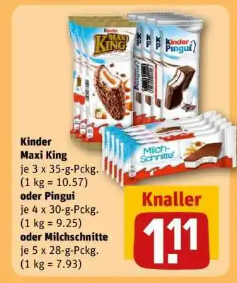 REWE Kinder Maxi King oder Pingui oder Milchschnitte Angebot