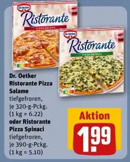 REWE Dr. Oetker Ristorante Pizza Salame oder Ristorante Pizza Spinaci Angebot