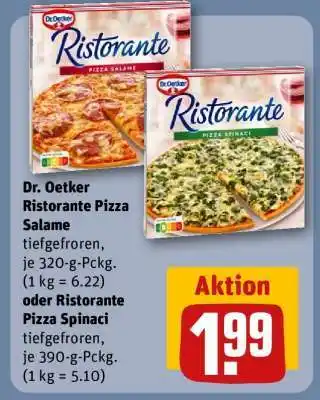 REWE Dr. Oetker Ristorante Pizza Salame oder Ristorante Pizza Spinaci Angebot