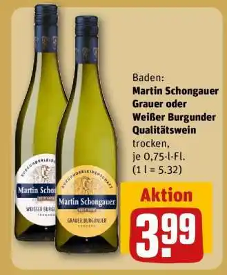 REWE Martin Schongauer Grauer oder Weißer Burgunder Qualitätswein Angebot