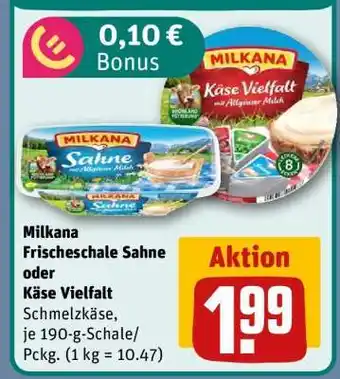 REWE Milkana Frischeschale Sahne oder Käse Vielfalt Angebot